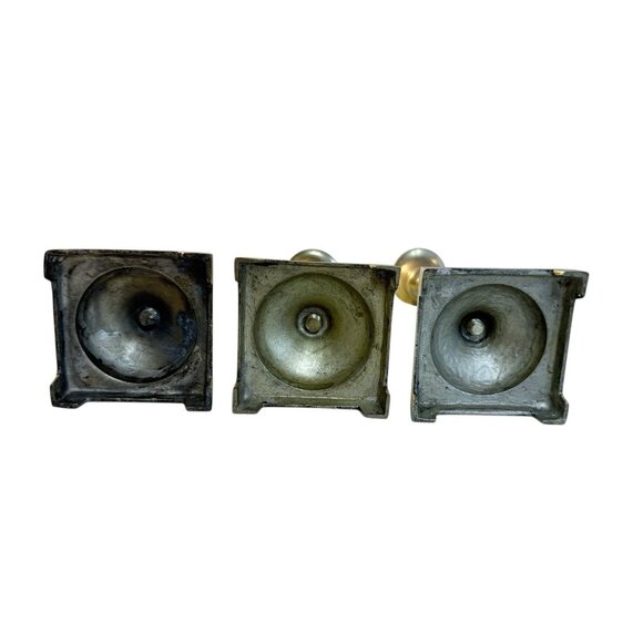 3 Piece Candlestick Holders Gold Tone Metal Brass Look - Picture 3 of 3